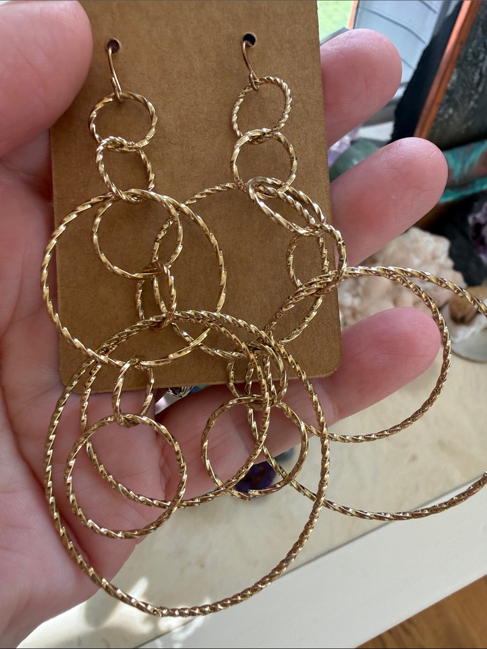 Gold Tone Multi-Hoop Dangle Earrings - Women Jewelry